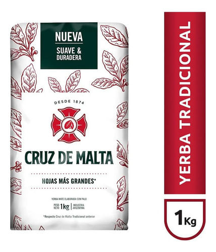 Yerba Mate Cruz de Malta Tradicional 1Kg