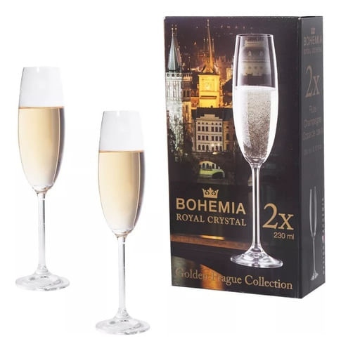 Copa Champagne Cristal Bohemia 230ml Set X4 Unidades