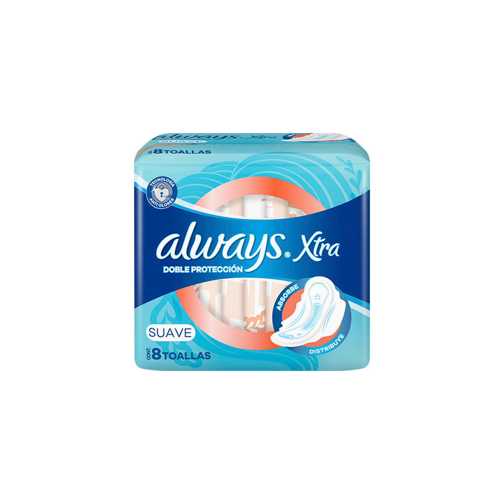 Toallas Femeninas Always Xtra Doble Protección Suave 8 unidades