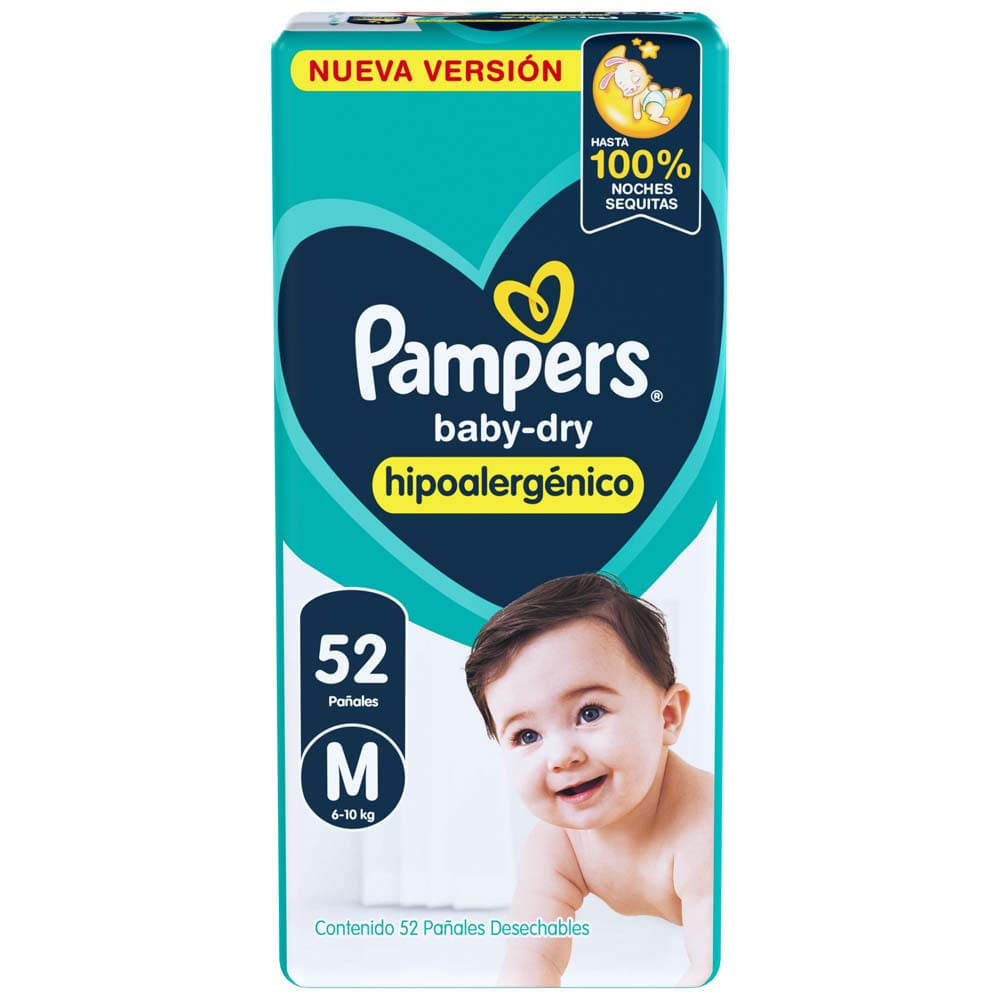 Pañales Pampers BabyDry Talle M 52 unidades