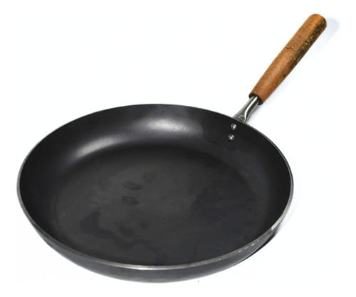 Sartén De Hierro Carbonada Mango Madera Kankay 30cm Negra