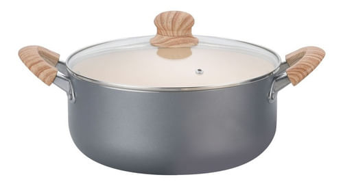 Cacerola Hudson Gris De Aluminio Con Antiadherente De 24 Cm
