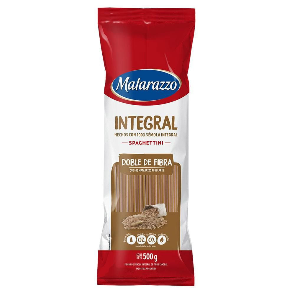 Fideos Spaghettini Matarazzo Integral 500gr