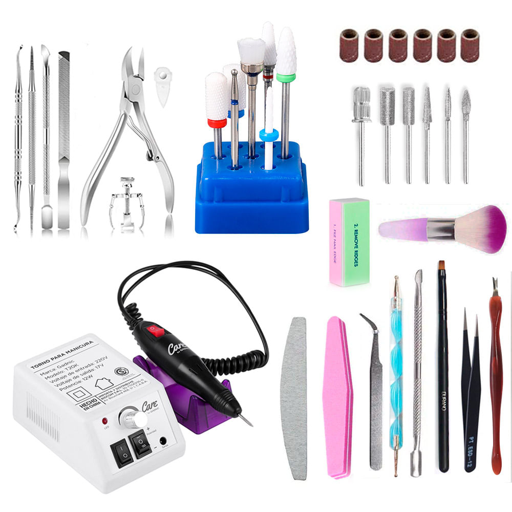 Kit de Manicuría y Pedicuría Gadnic + Torno Para Uñas + Brocas de cerámica de 7 piezas