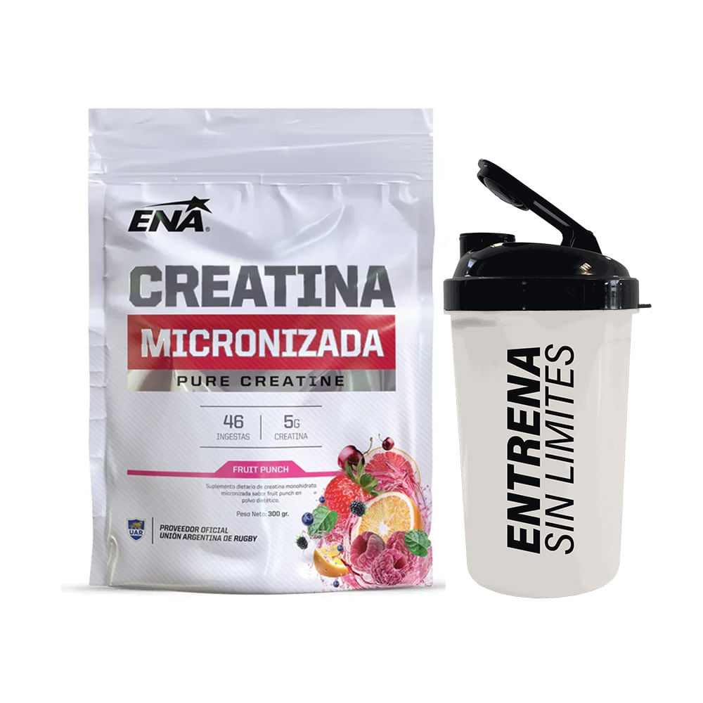 Creatina Micronizada Ena Fruit Punch Doypack 300gr + Shaker