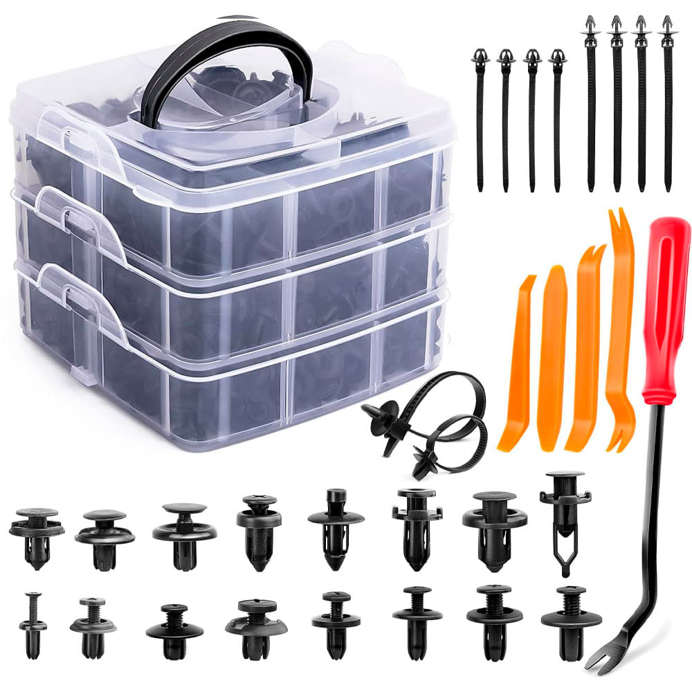 Kit de 635 Clips de Retención y Sujetadores Gadnic CAR800 Para Autos Abrazaderas de Empuje