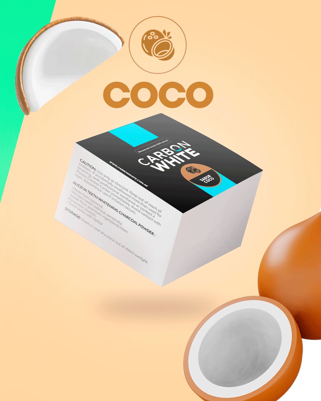 Carbón White Blanqueador Dental Coco 20gr