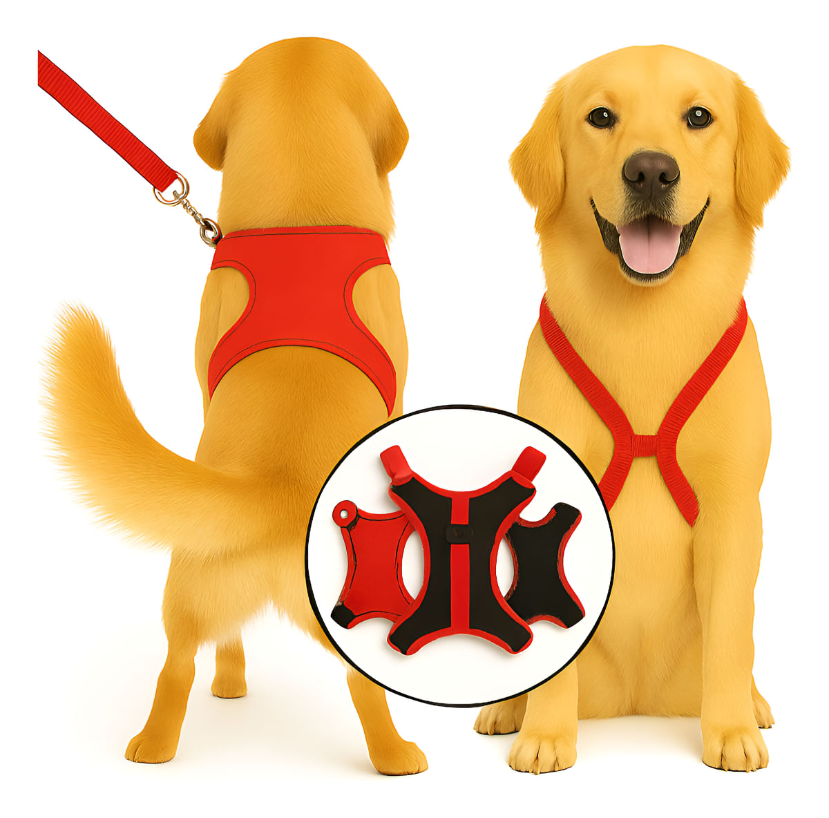 Pretal Arnés Anti Tirones para Perro Regulable Rojo Small