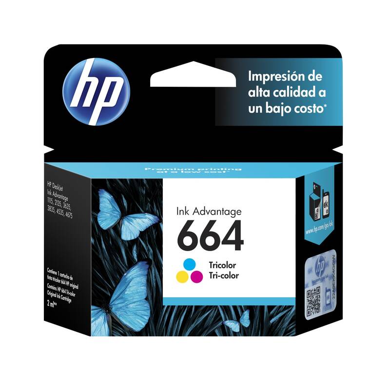 Cartucho de Tinta Hp 664 Tricolor Original F6v28al