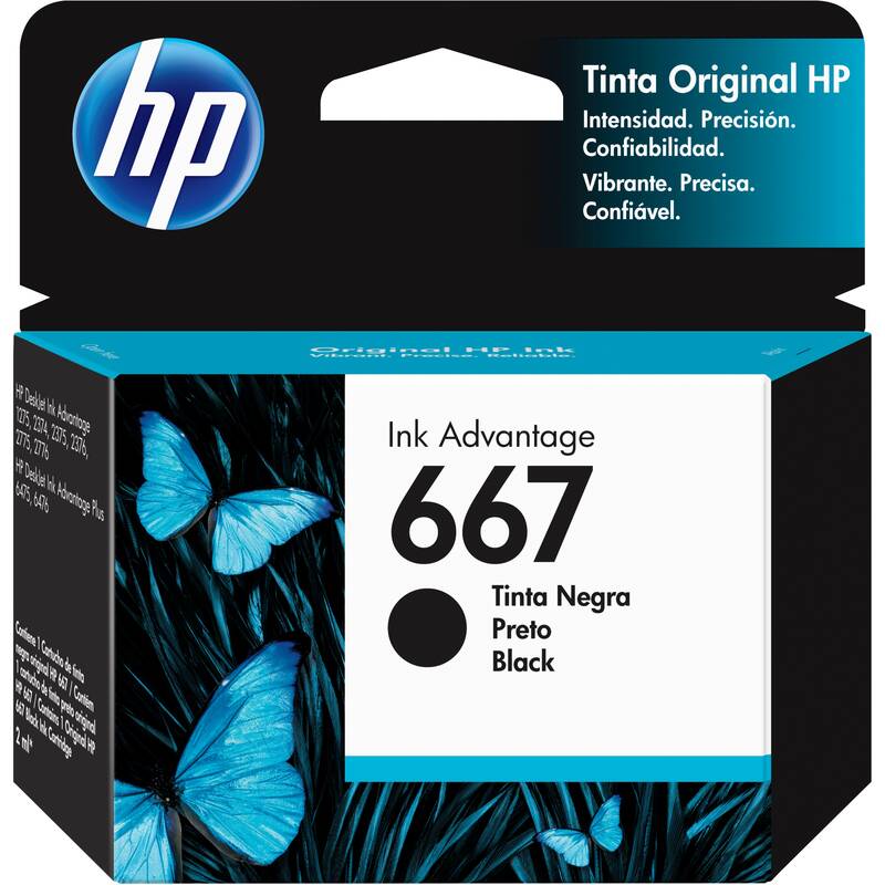 Cartucho de Tinta Hp 667 Negra Original 3Ym79al
