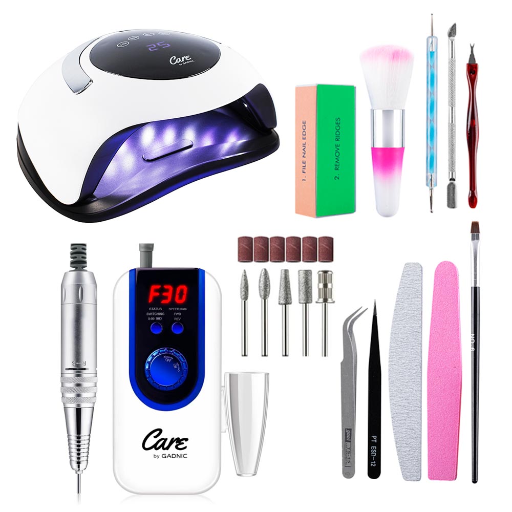 Kit Para Uñas Gadnic Torno T103 Recargable + Cabina Para Uñas Led 120w Uso Profesional