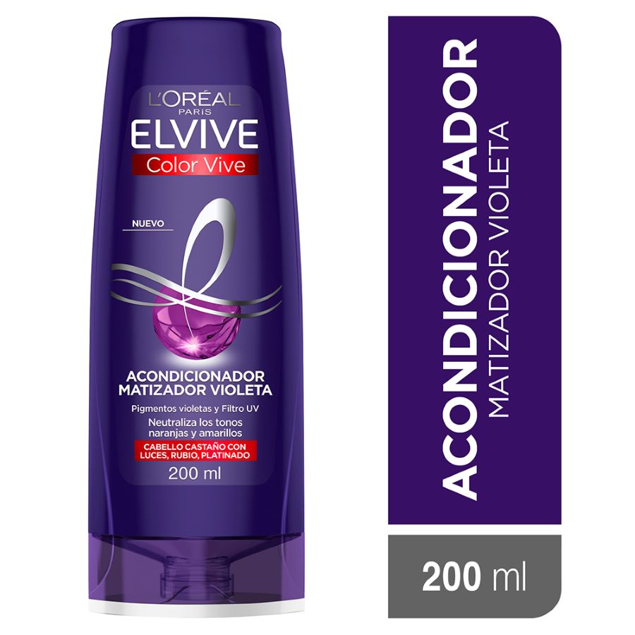 Acondicionador Matizador Color Vive Purple Elvive 200 Ml
