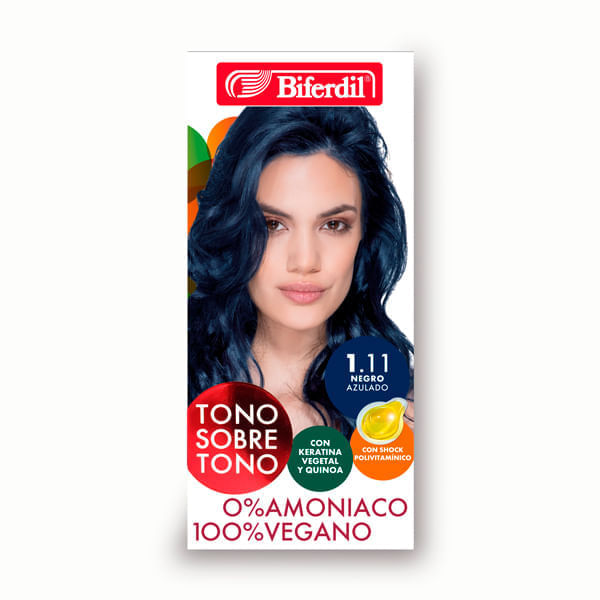 Kit Coloración Permanente Tono Sobre Tono Biferdil 1.11 Negro Azulado