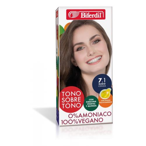 Kit Coloración Permanente Tono Sobre Tono Biferdil 7.1 Rubio Ceniza
