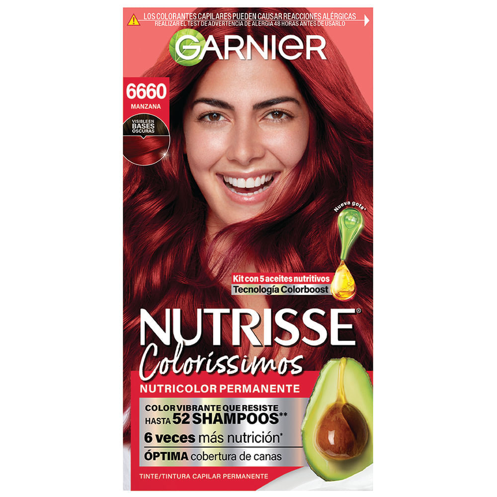 Kit Coloración Permanente Nutrisse Colorissimo Garnier 6660 Manzana