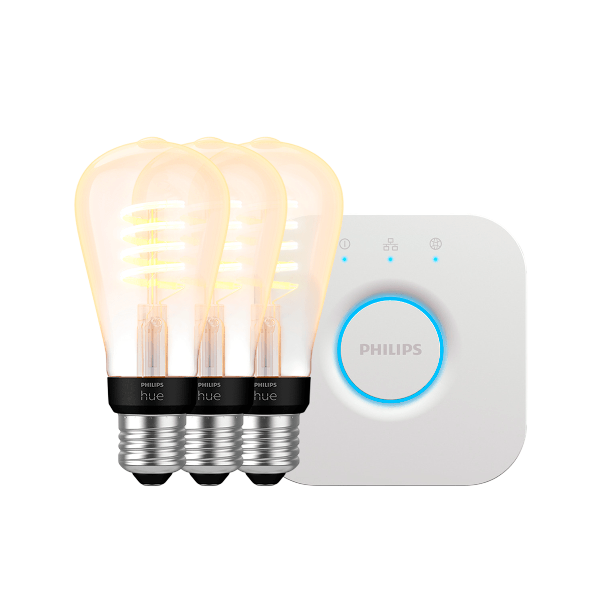 Lámpara inteligente philips hue st64 x3 cálida/fría + Bridge de regalo