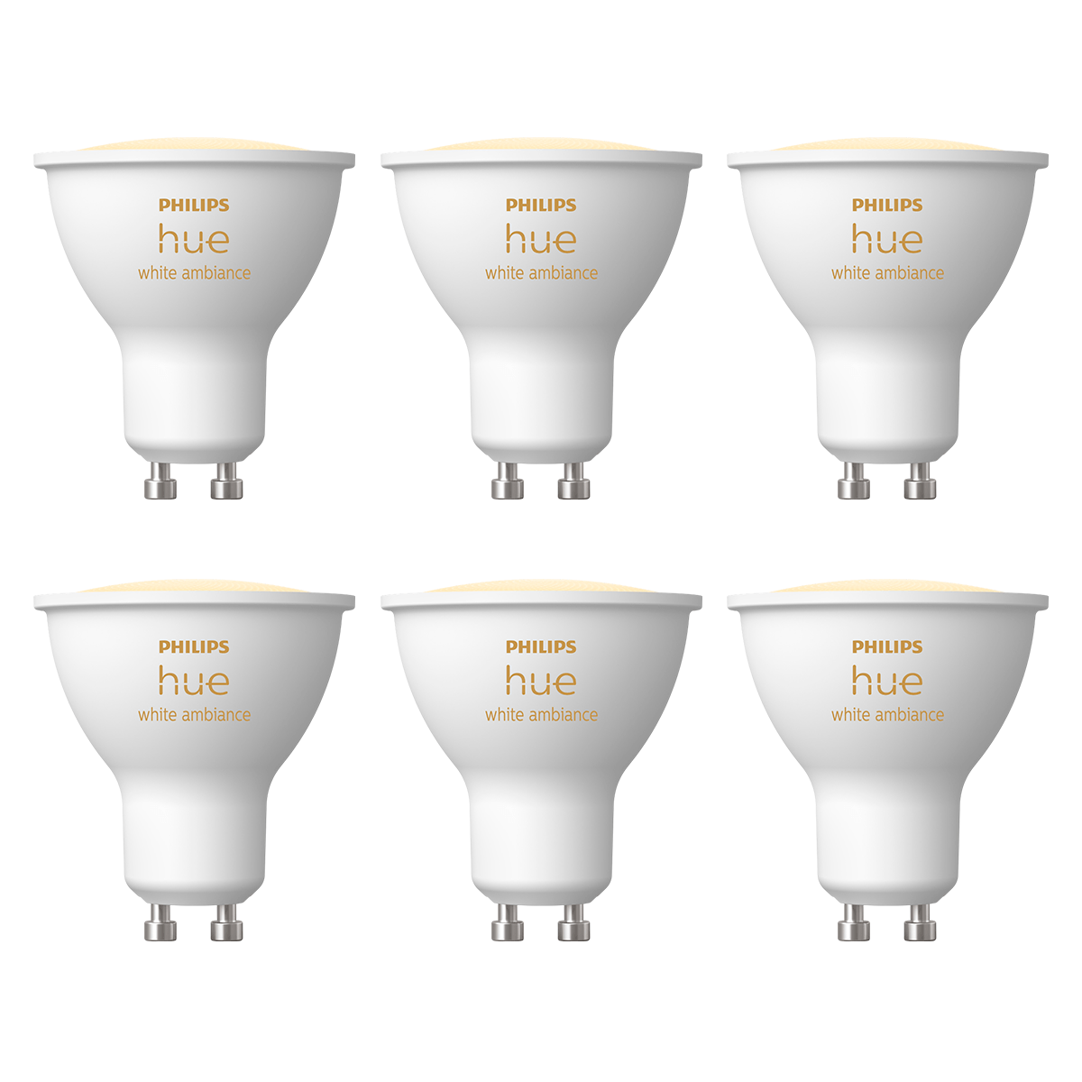 Pack x6 Lampara Gu10 Smart Led Philips Hue White Ambiance