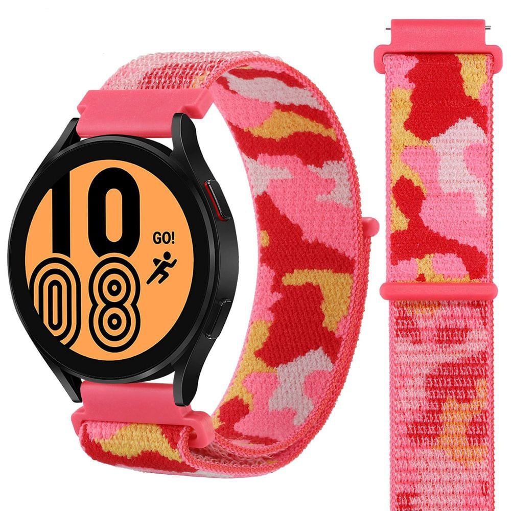Malla Nylon 20mm Para Amazfit Gts 2 3 4 Mini Bip Camuflaje Rosa Chicle