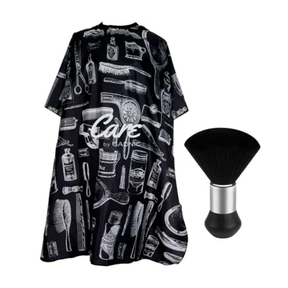 Set de Barberia Gadnic Capa con Diseño + Cepillo Sacapelo