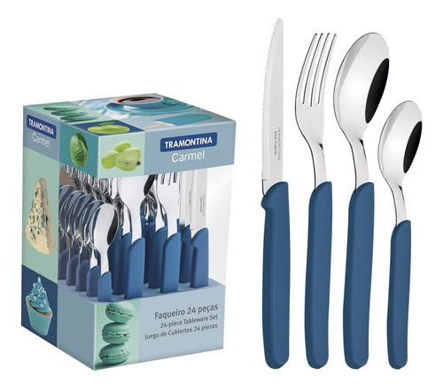 Cubiertos Carmel Tramontina 24pzs Cocina Set Colores