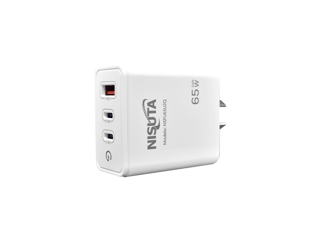 Fuente de alimentación de 1 puerto USB y 2 PD port 65W NISUTA - NSFU65U2Q