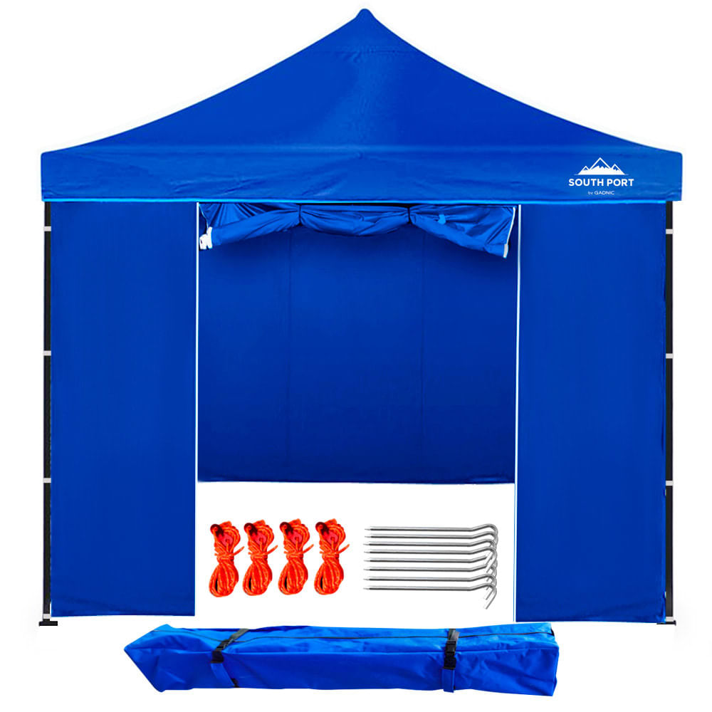 Gazebo con Puerta Gadnic 3x3M-Zip Cierre Relámpago 3x3m Azul