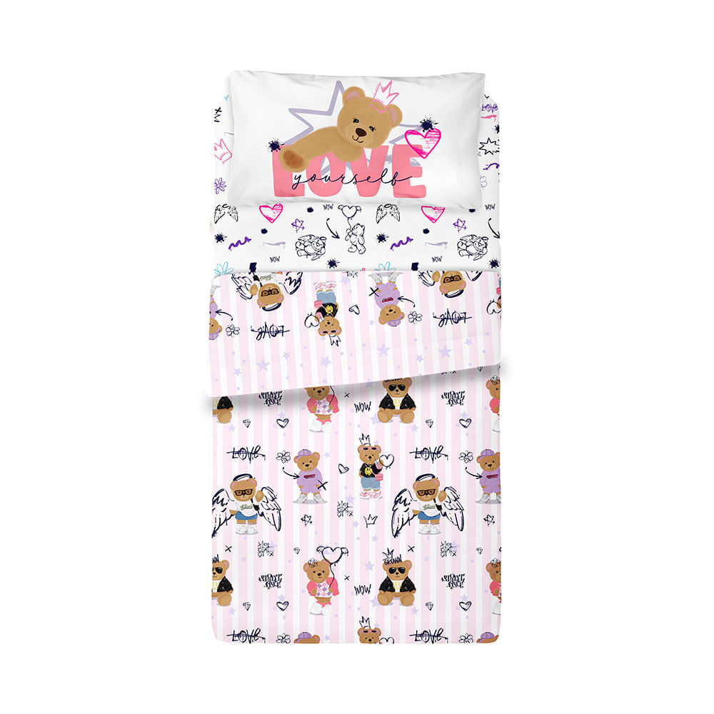 Juego de Sábanas  1 1/2 plaza CUDDLE BEARS