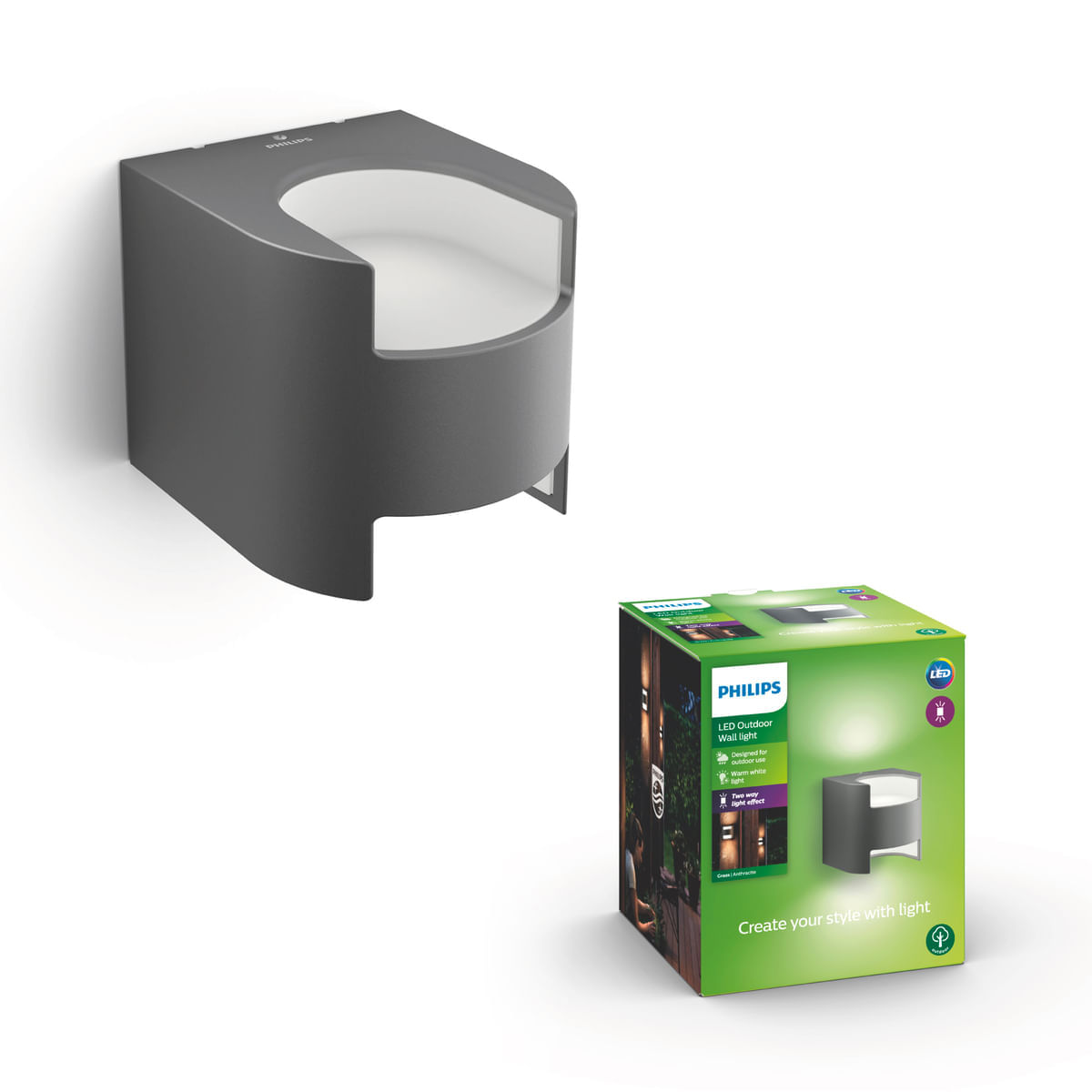 Aplique Mural Philips Grass Luz Led 4,25W Outdoor