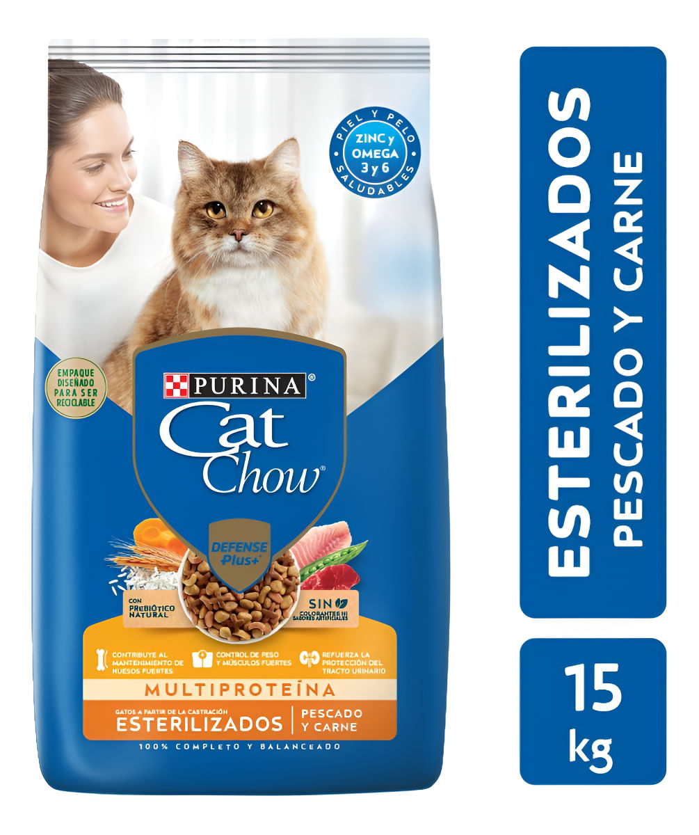 Alimento Purina Cat Chow Esterilizados Pescado y Carne 15Kg