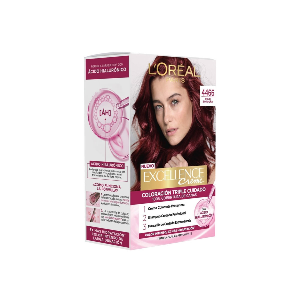 Kit Tintura L'Oréal Paris Excellence Creme 4466 Rojo Borgoña