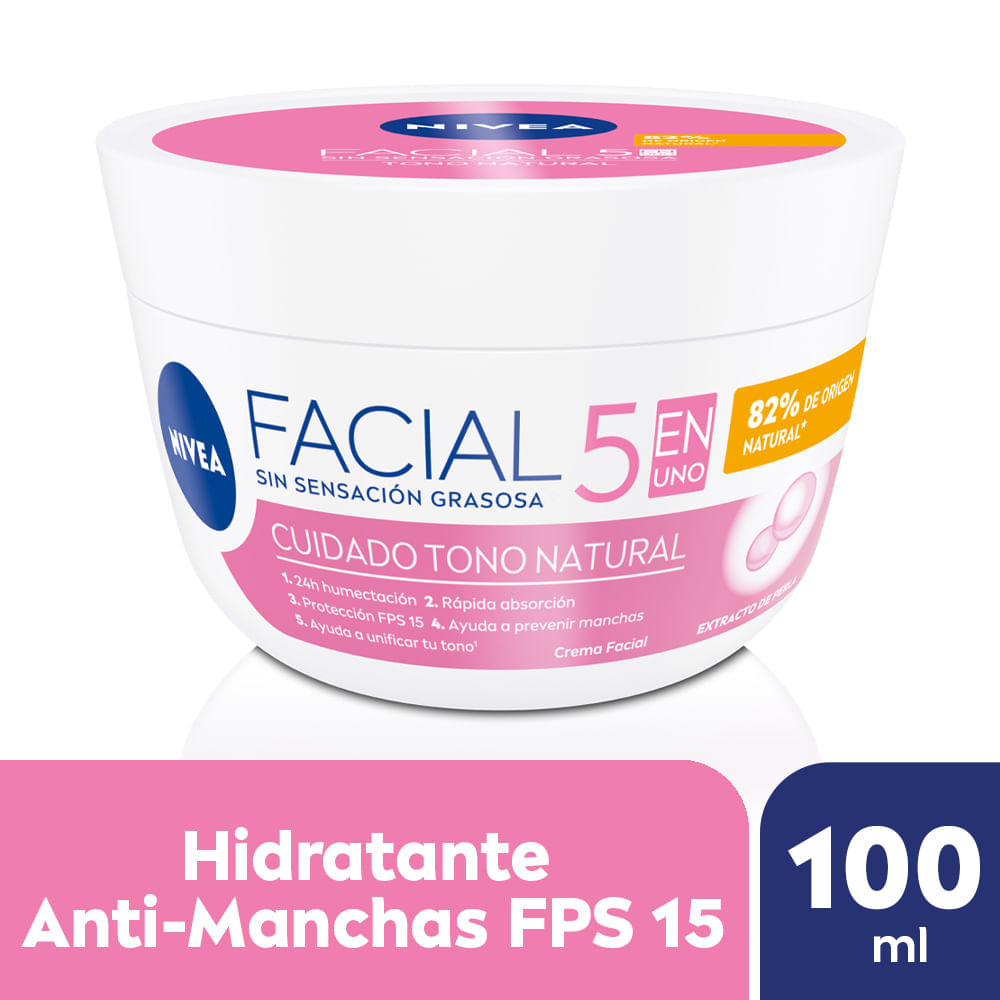 Crema Facial Hidratante Nivea 5 en 1 Cuidado Radiante y Uniforme 100 Ml