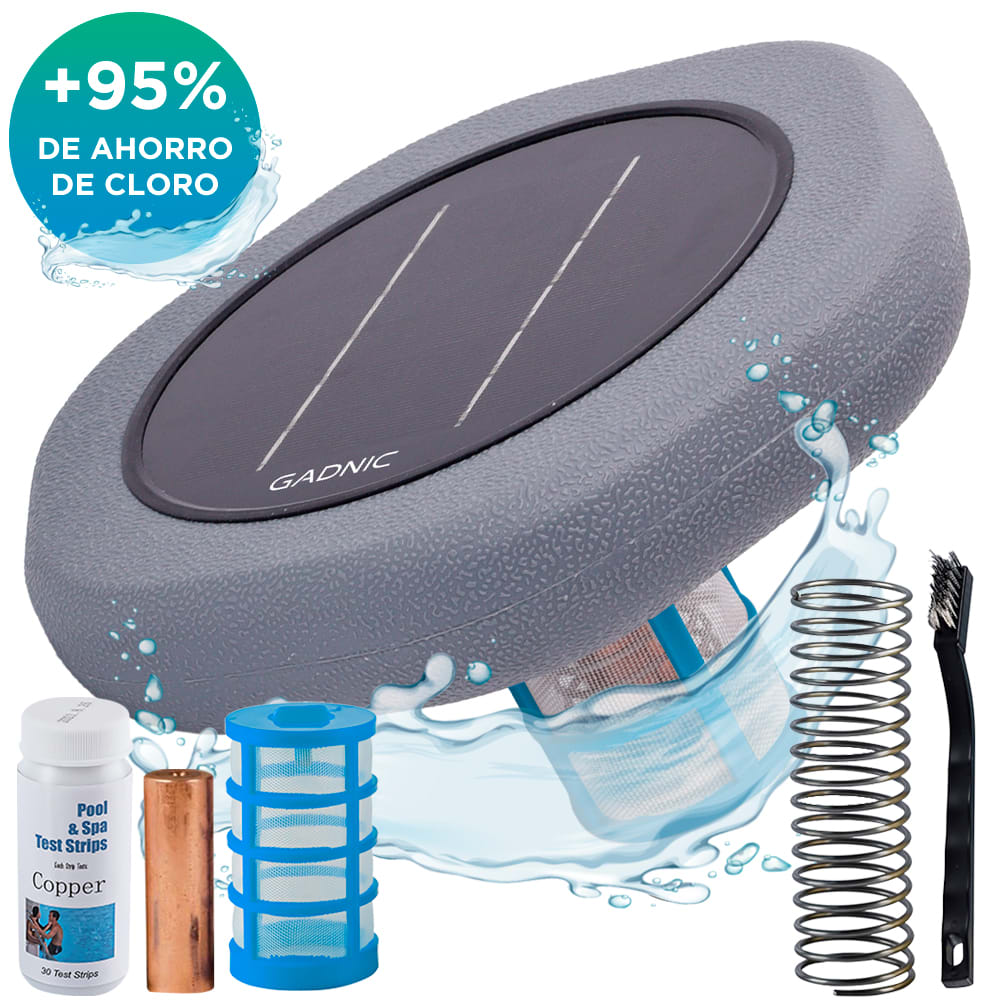 Ionizador Solar Para Piletas Gadnic Panel Monocristalino Libre De Cloro Y Químicos 150000 m