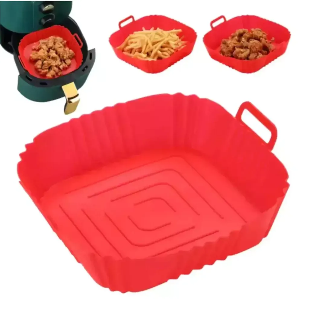 Bandeja Air Fryer Molde Silicona Cuadrado Freidora Aire