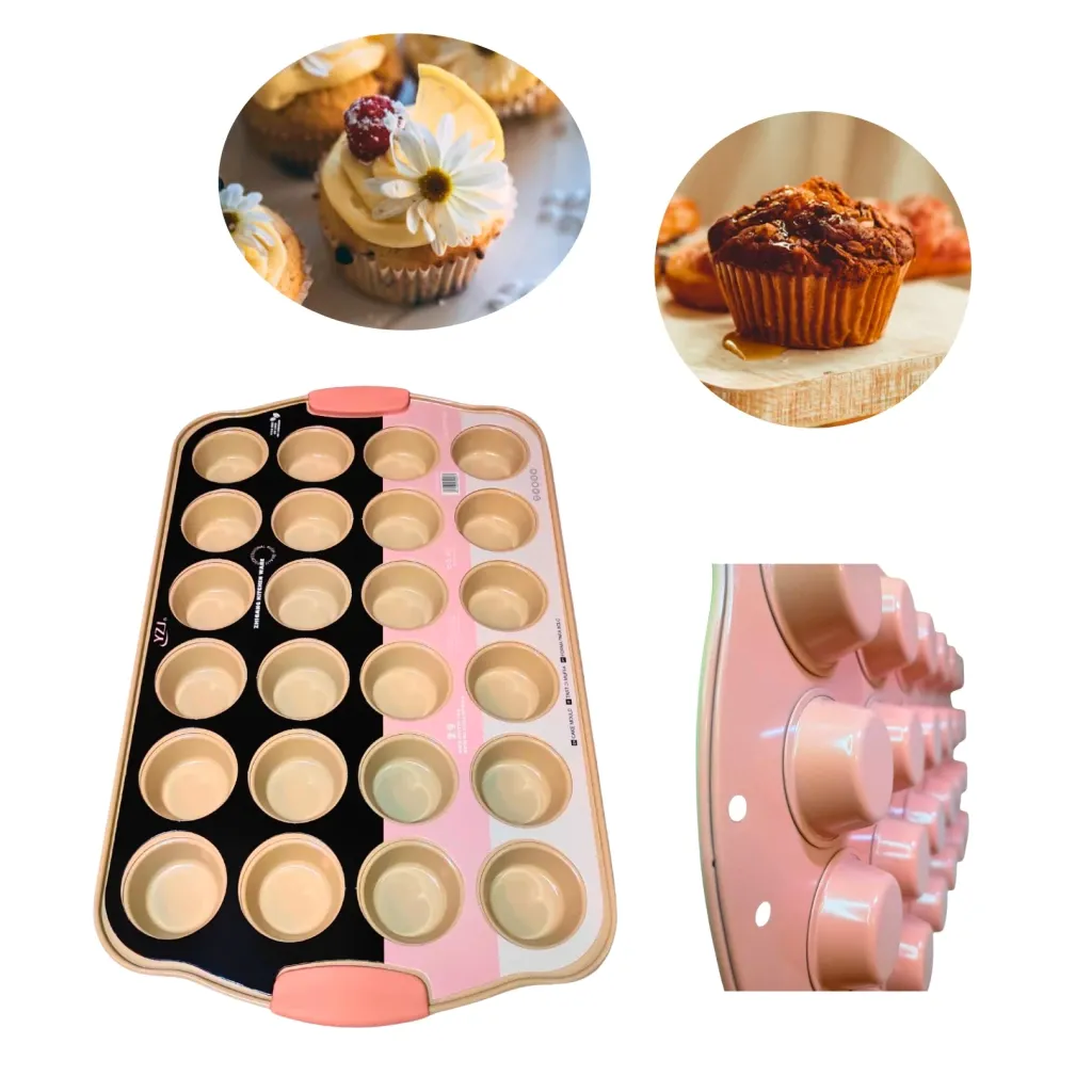 Set Molde Teflón 24 Muffin Cupcakes Repostería Asas Silicona