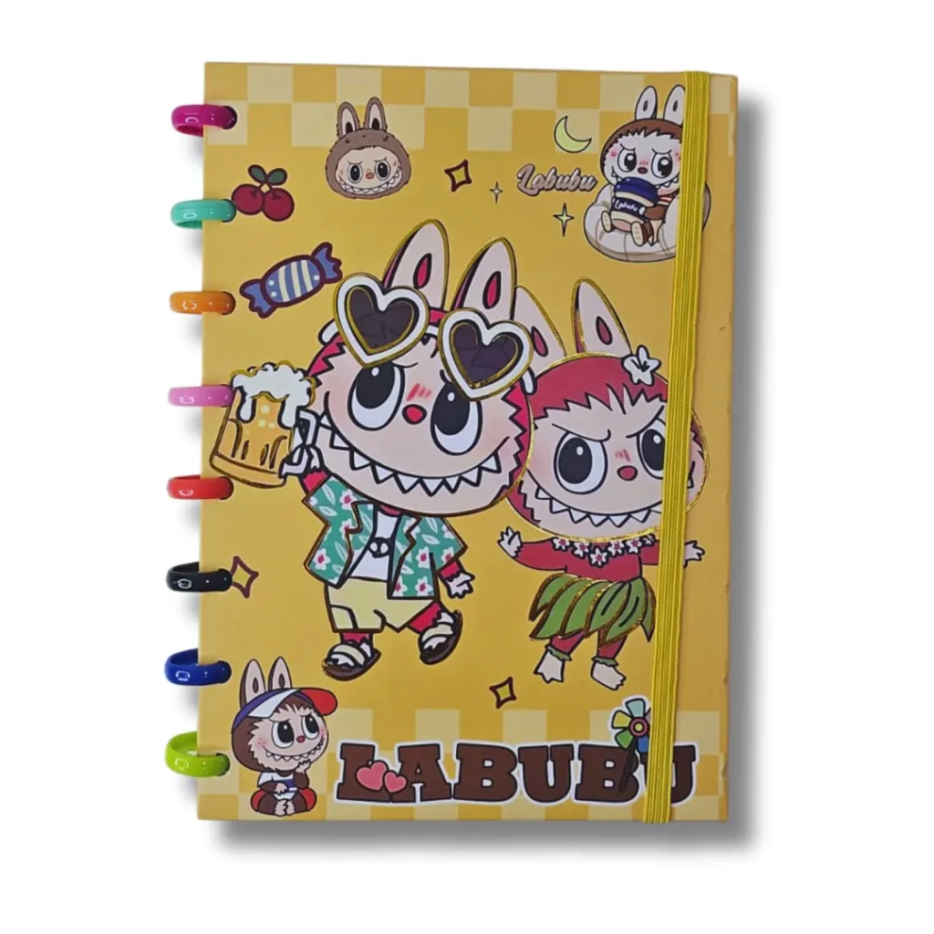 Libreta Aros Premium Diseño Exclusivo Capibara Stitch Labubu - Labubu Naranja