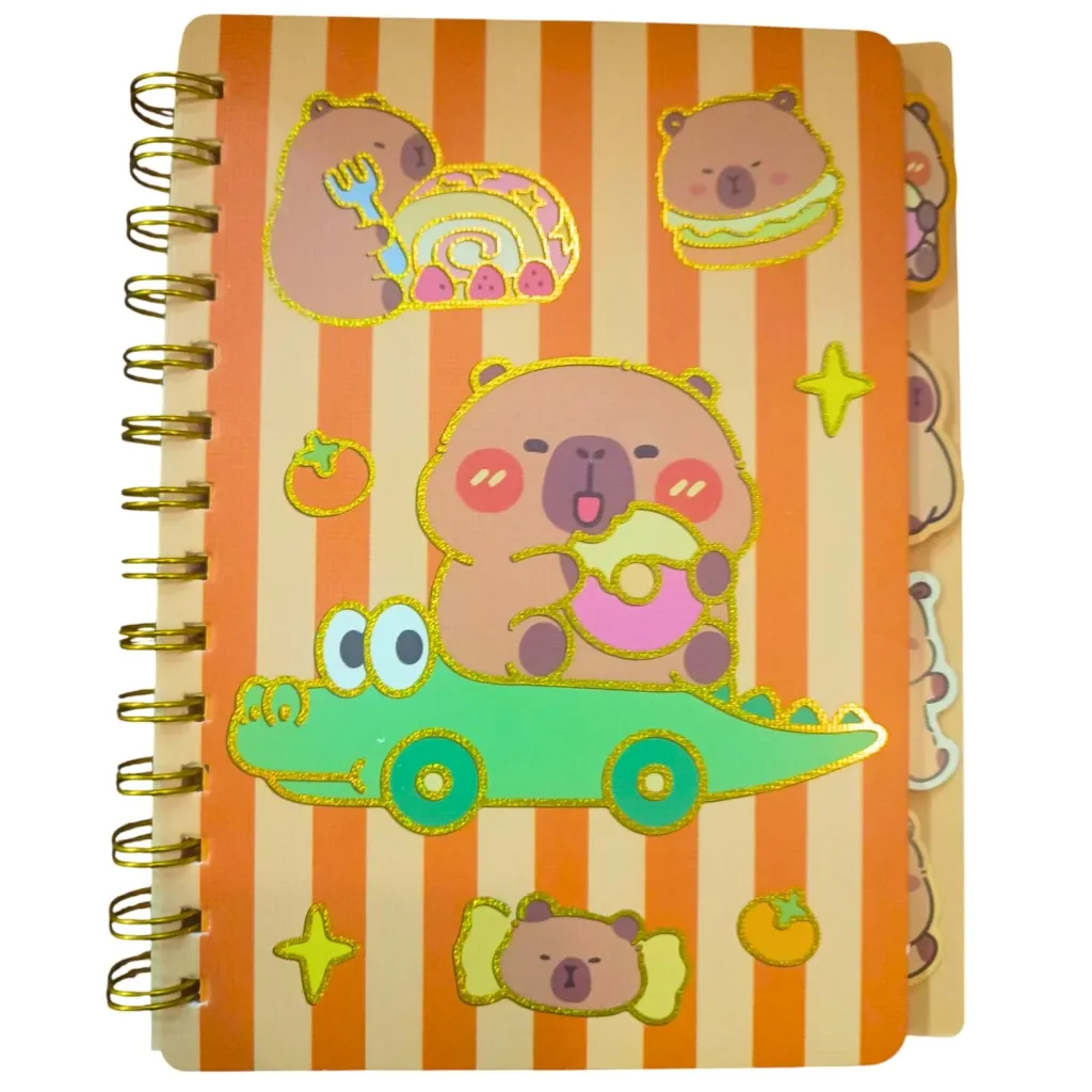 Libreta Cuaderno Agenda Separadores Materia Capybara Escolar - Cocodrilo