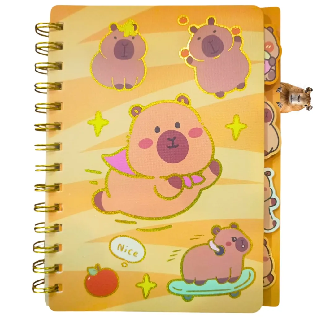 Libreta Cuaderno Agenda Separadores Materia Capybara Escolar - Patineta