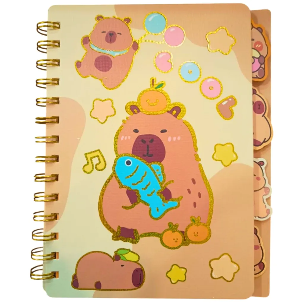 Libreta Cuaderno Agenda Separadores Materia Capybara Escolar - Pez