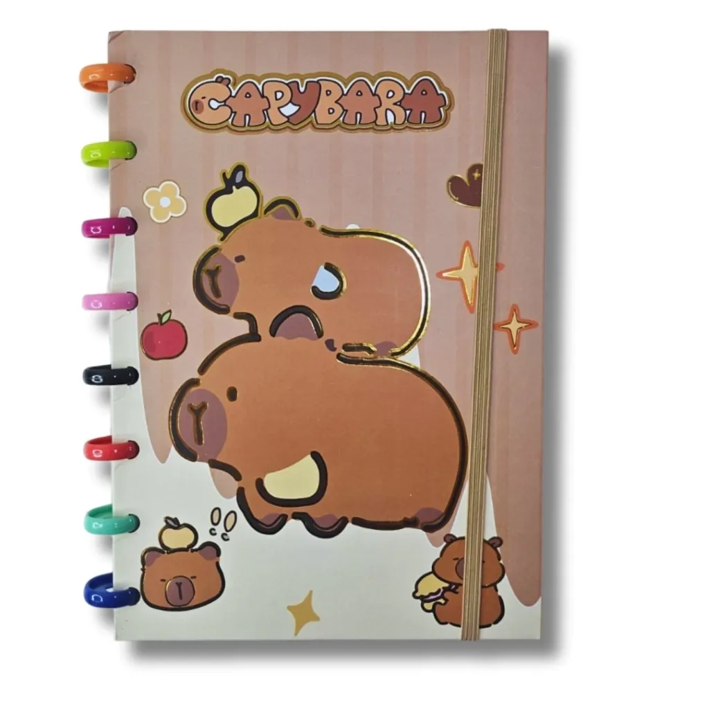 Libreta Aros Premium Diseño Exclusivo Capibara Stitch Labubu - Manzana