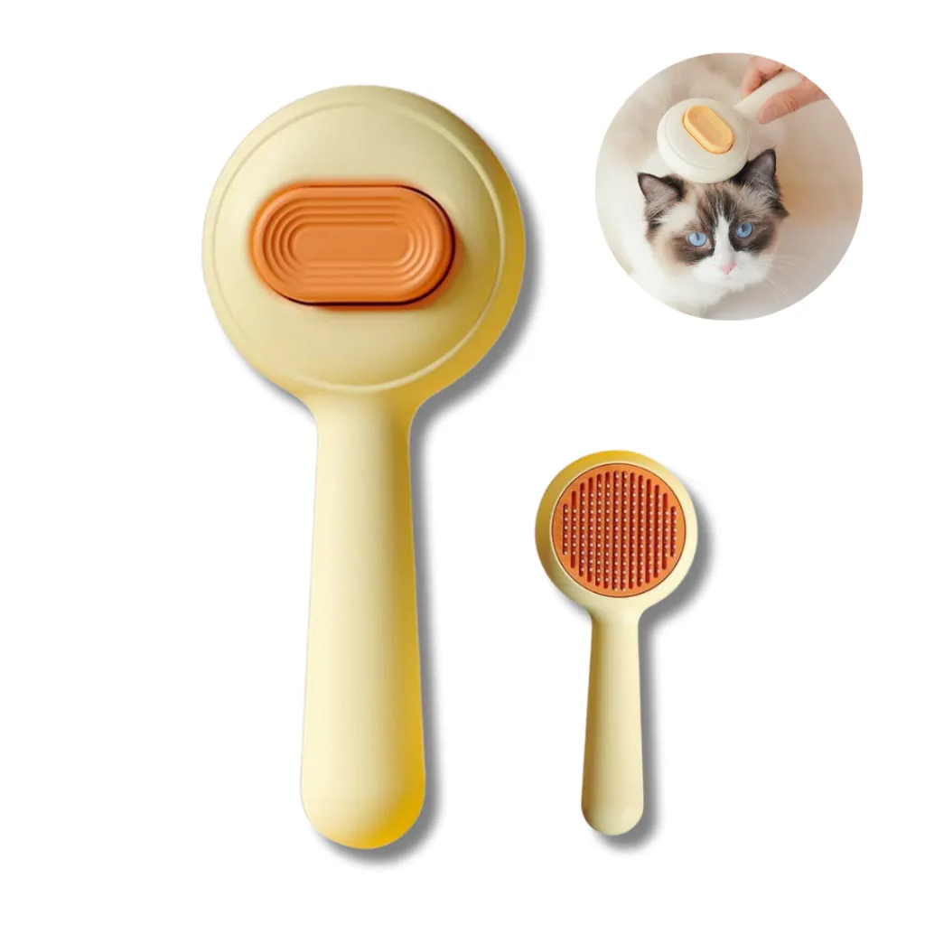 Cepillo Mascota Pelos Cardina Botón Autolimpiante Perro Gato