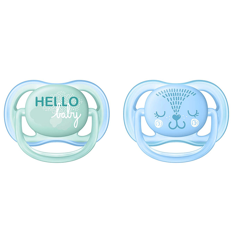 Chupete Ultra Air Philips Avent Hello Baby Celeste 0-6m Sin BPA x 2