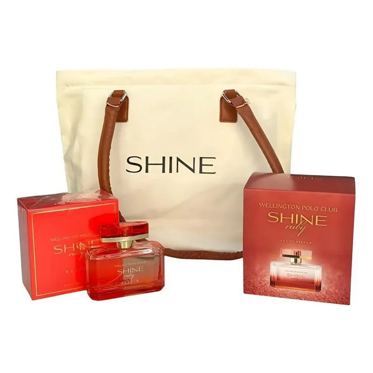Set Perfume Wellington Polo Club Shine Ruby Elixir EDP + Desodorante + Tote Bag