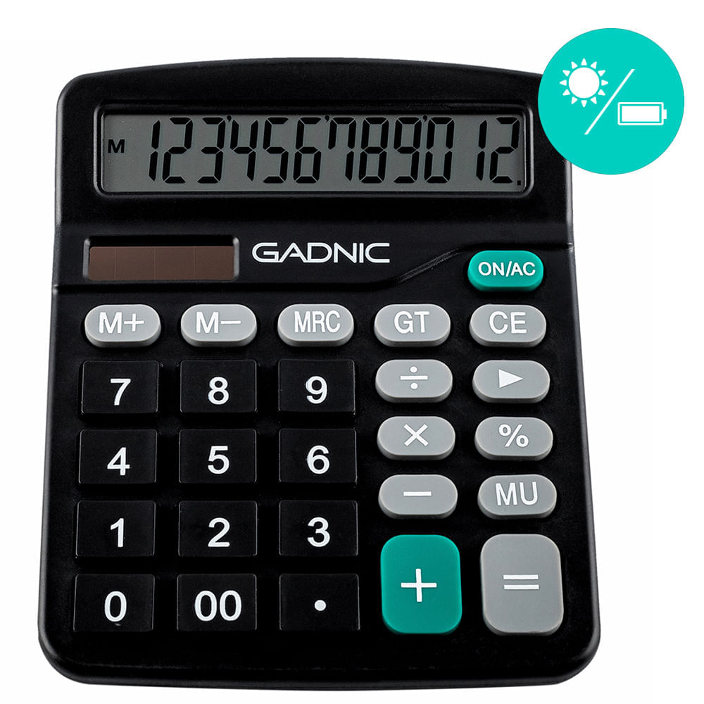 Calculadora de Escritorio Gadnic 12 Dígitos Pantalla LCD Negro