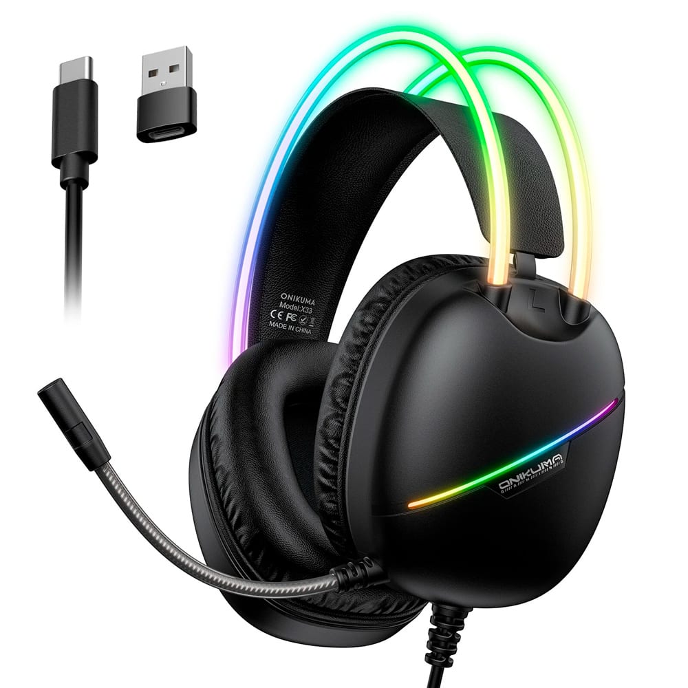 Auriculares gamer Onikuma X33 RGB Micrófono Multiplataforma