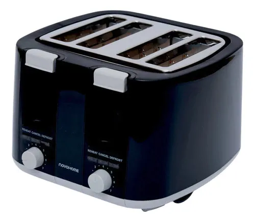 Tostadora Electrica 4 Bahias 7 niveles Función descongelar/recalentar/cancelar Negro NovoHome NH-TO040N