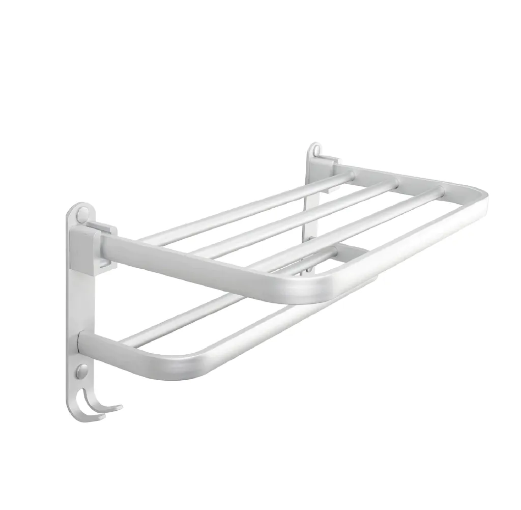 Toallero De Pared c/Repisa y Ganchos Aluminio RebatibleHOGAR Actual 142284