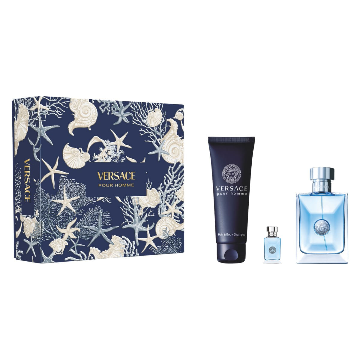 Set Versace Perfume Pour Homme EDT 100 Ml + Miniatura + Shower Gel