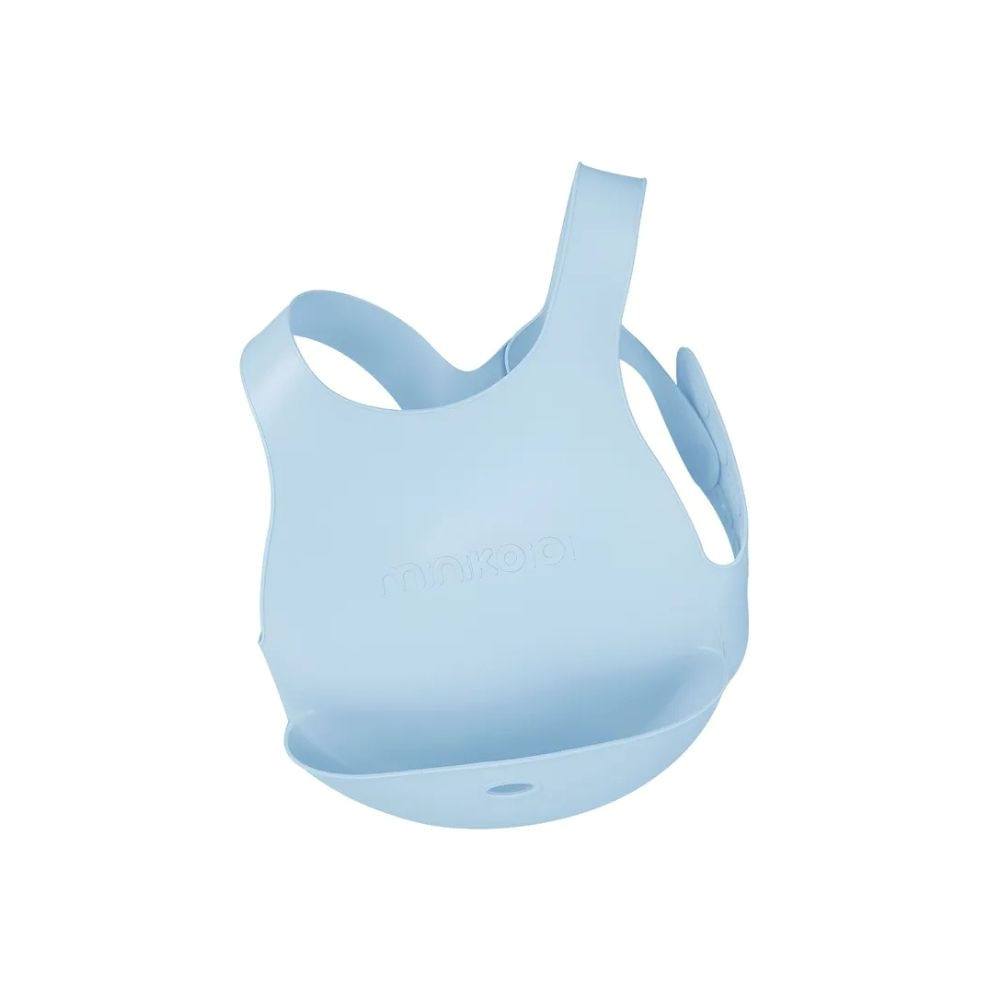 Babero Silicona Minikoioi Flexi Bib Ajustable Con Bolsillo Mineral Blue