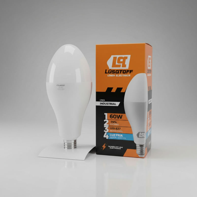 Lampara Led Oval 60w E27 Blanco Fria 6500k 5040lm Lusqtoff Blanco Frio