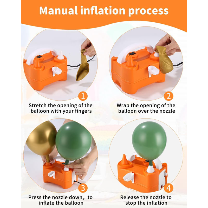 Inflador Electrico Doble De Globos Eventos + 2 Picos 220v